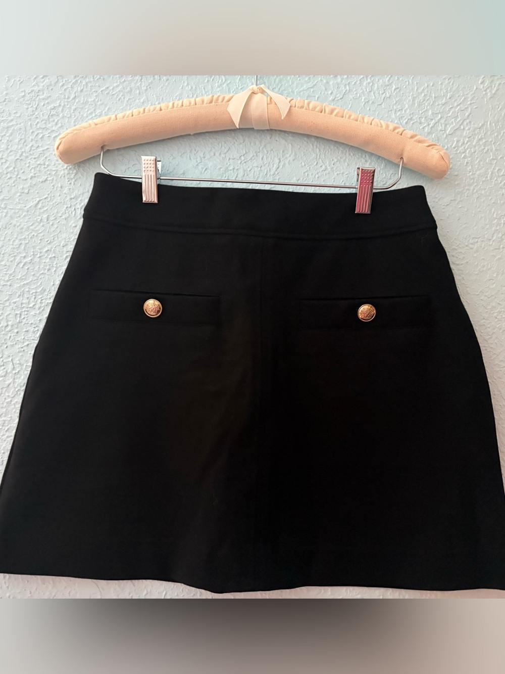 On the 34th size S Black A-Line Mini Skirt with Gold Button Details